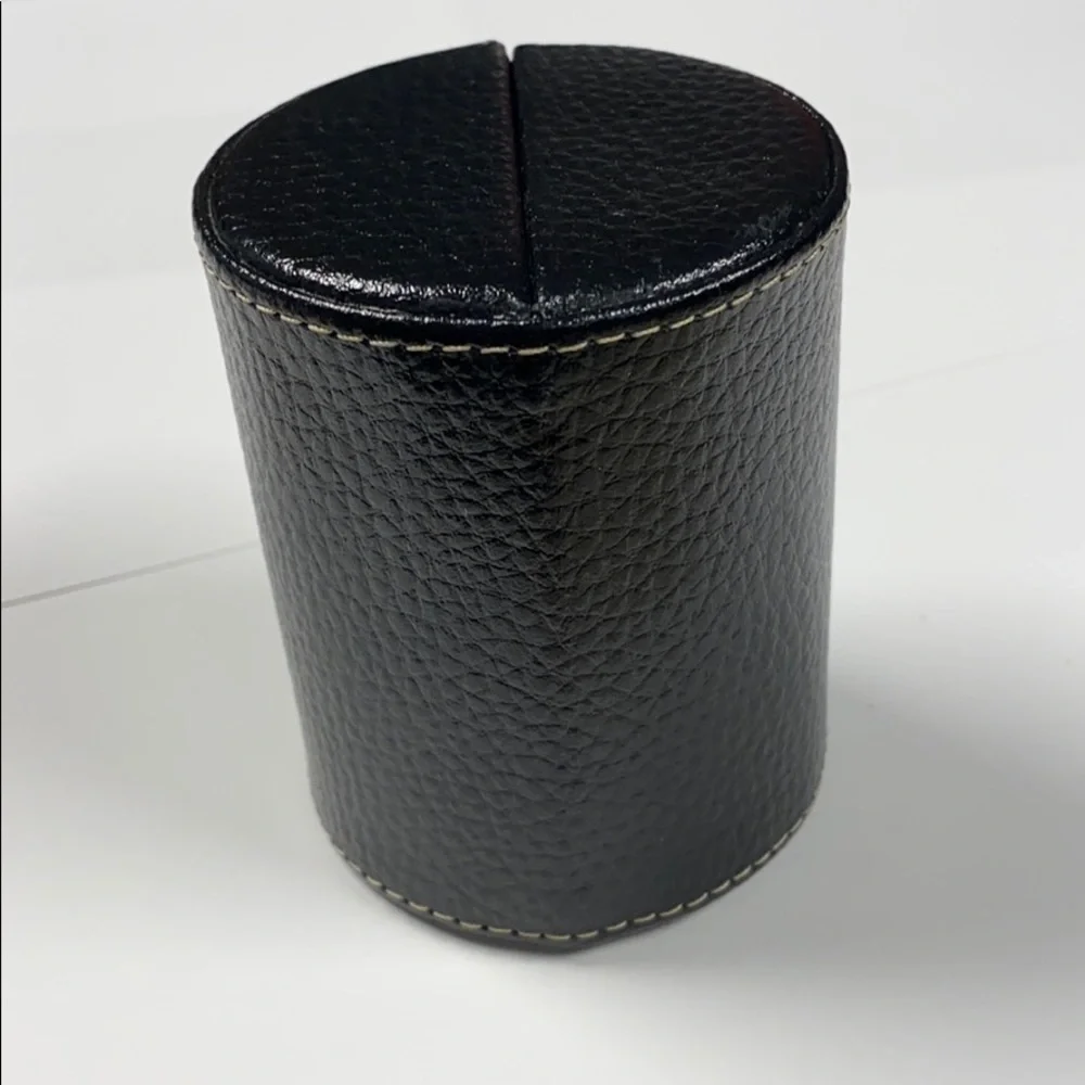 Bey-Berk Small Black Leather Cylinder Jewelry Box